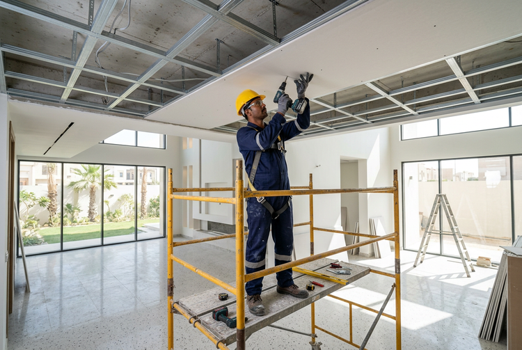 Modern gypsum ceiling with hidden LED lighting